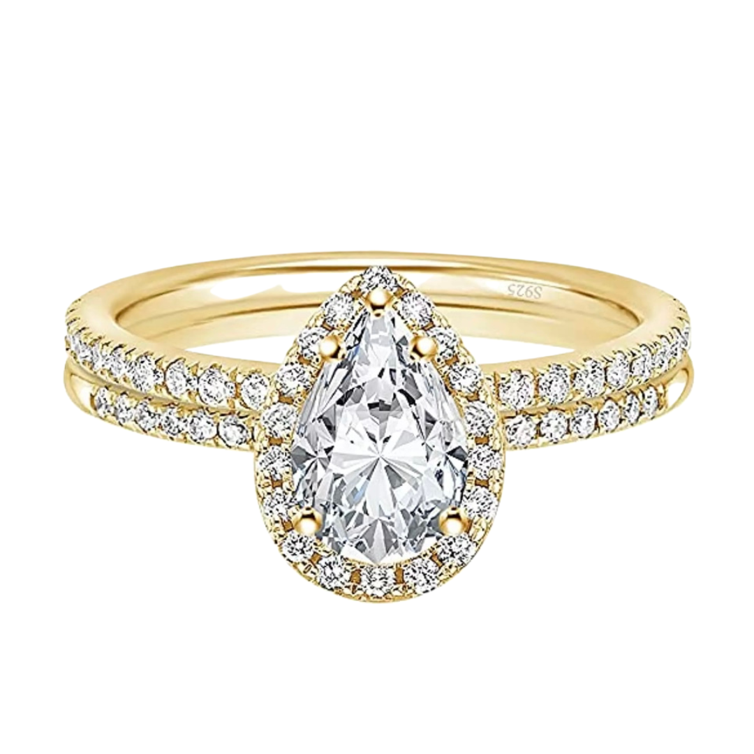 GOLD PEAR RING jahzaraluxury